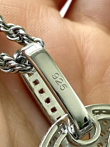 Cross Dog Tag Men Women 925 Italy White Gold Finish Iced Silver Charm Ice Out Pendant Stainless Steel Real 2 mm Rope Chain Necklace, Mens Jewelry, Iced Pendant, Rope Necklace 16"-24" in Saudi Arabia