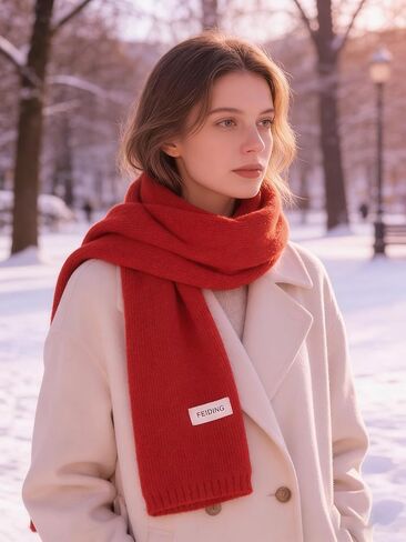 Winter Warm Knitted Scarf for Women Unisex Solid Color Knit Scarves Shawl Wraps in Saudi Arabia