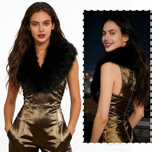 XEPST Faux Fur Shawl for Women, Women's Faux Fur Collar Scarf Wrap Winter Neck Warmer in Saudi Arabia