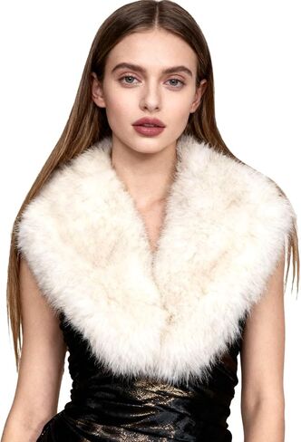 XEPST Faux Fur Shawl for Women, Women's Faux Fur Collar Scarf Wrap Winter Neck Warmer in Saudi Arabia