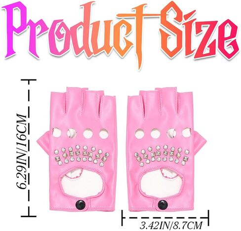 Black Leather Punk Gloves Fingerless Driving Motorcycle Gloves Costume Accessories for in Saudi Arabia