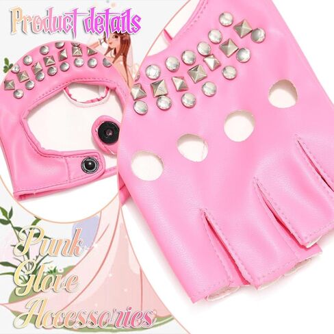Black Leather Punk Gloves Fingerless Driving Motorcycle Gloves Costume Accessories for in Saudi Arabia