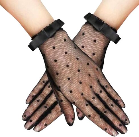 قفازات دانتيل شبكية شفافة سوداء من Goth، قفاز قصير من قماش التل للأوبرا على الطراز القوطي Y2k إكسسوارات أزياء لوليتا in Saudi Arabia