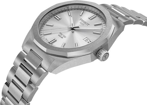 Tissot PRC 100 Solar, Silver Dial, 39mm Watch for Men, Stainless Steel Case and Bracelet, Solar Quartz Movement, T1514221103100 in Saudi Arabia