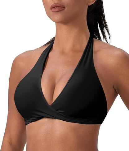 Halter Sports Bras for Women Low Impact Removable Padded Top Open Back Yoga Workout V-Neck Bras in Saudi Arabia