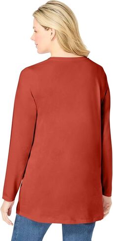 Woman Within Plus Size Perfect Long-Sleeve V-Neck Tunic in Saudi Arabia