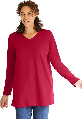 Woman Within Plus Size Perfect Long-Sleeve V-Neck Tunic in Saudi Arabia
