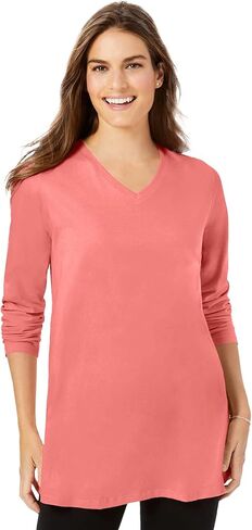 Woman Within Plus Size Perfect Long-Sleeve V-Neck Tunic in Saudi Arabia