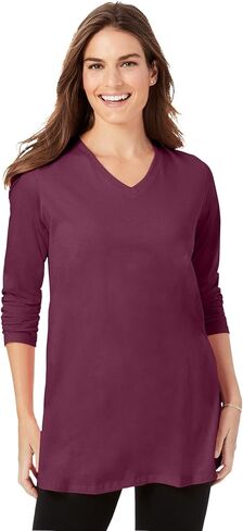 Woman Within Plus Size Perfect Long-Sleeve V-Neck Tunic in Saudi Arabia