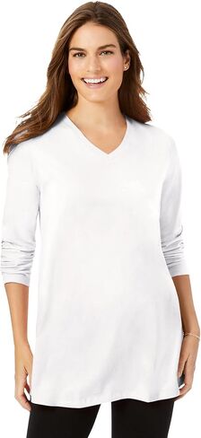 Woman Within Plus Size Perfect Long-Sleeve V-Neck Tunic in Saudi Arabia