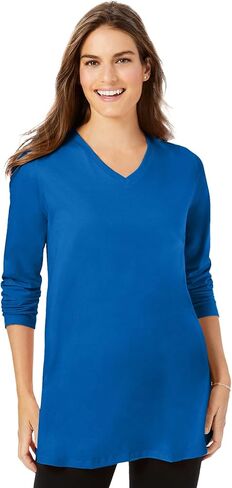 Woman Within Plus Size Perfect Long-Sleeve V-Neck Tunic in Saudi Arabia