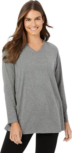 Woman Within Plus Size Perfect Long-Sleeve V-Neck Tunic in Saudi Arabia