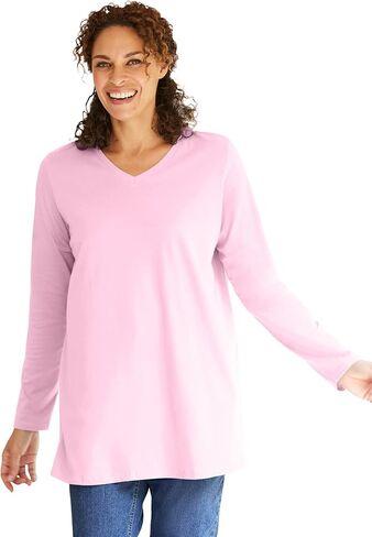 Woman Within Plus Size Perfect Long-Sleeve V-Neck Tunic in Saudi Arabia