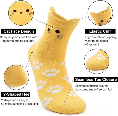 Women's Cat Socks, Animal Novelty Socks, 5Pairs, Shoe Size 5-9 in Saudi Arabia