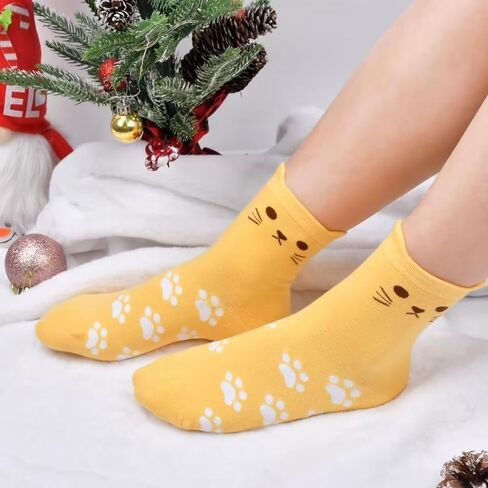 Women's Cat Socks, Animal Novelty Socks, 5Pairs, Shoe Size 5-9 in Saudi Arabia