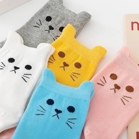 Women's Cat Socks, Animal Novelty Socks, 5Pairs, Shoe Size 5-9 in Saudi Arabia