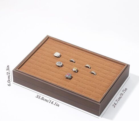 2Pcs/Set Ring Organizer Tray, Stackable Jewelry Organizer Trays for Drawer,100 Slots Wood Rings Earring Stud Jewelry Displays for Store Selling or Home Show in Saudi Arabia
