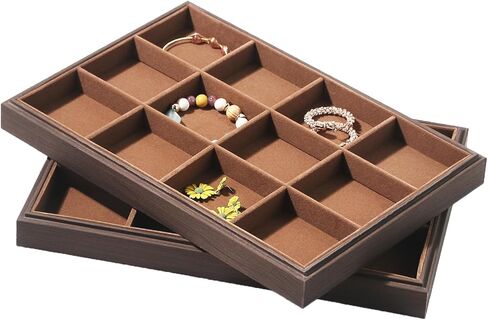 2Pcs/Set Ring Organizer Tray, Stackable Jewelry Organizer Trays for Drawer,100 Slots Wood Rings Earring Stud Jewelry Displays for Store Selling or Home Show in Saudi Arabia