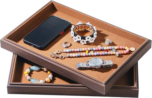 2Pcs/Set Ring Organizer Tray, Stackable Jewelry Organizer Trays for Drawer,100 Slots Wood Rings Earring Stud Jewelry Displays for Store Selling or Home Show in Saudi Arabia