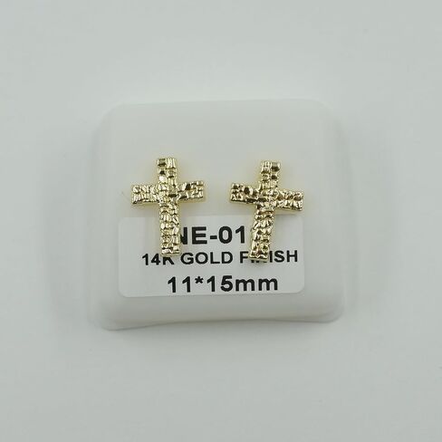 14K Gold Plated Rough Textured Nugget Earrings For Men Women,Nugget Stud,Hip Hop Cross Earrings Studs in Saudi Arabia