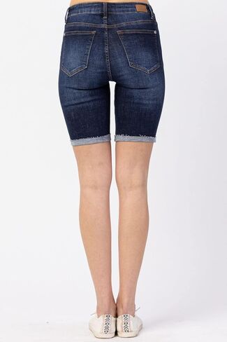 Judy Blue Patch Destroyed Bermuda Shorts! These Will Become A Favorite! (Style: 150115) (Medium) Blue in Saudi Arabia