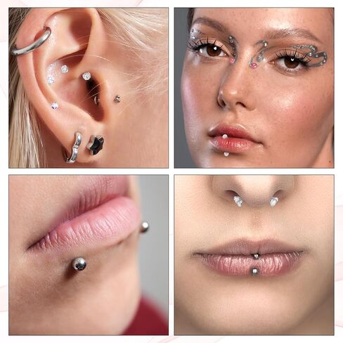 10 Pcs Eyebrow Rook Piercing Jewelry, Steel Internal Thread Curved Barbell, Tiny Small Belly Rings Ear Rook Helix Conch Daith Piercing Jewelry, Small Belly Button Ring for Women Men in Saudi Arabia