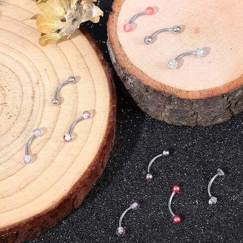 10 Pcs Eyebrow Rook Piercing Jewelry, Steel Internal Thread Curved Barbell, Tiny Small Belly Rings Ear Rook Helix Conch Daith Piercing Jewelry, Small Belly Button Ring for Women Men in Saudi Arabia