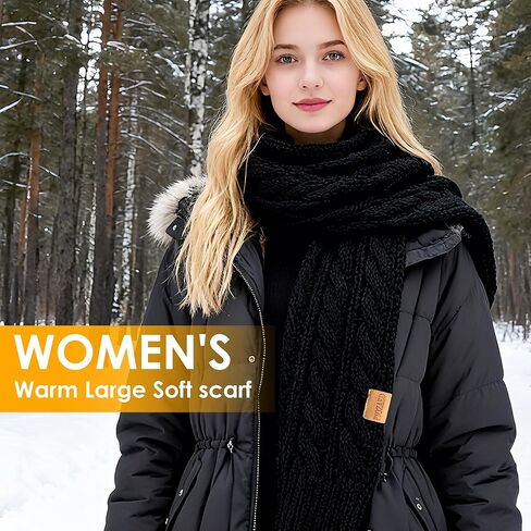 Women's Chunky Cable Knit Scarf，Ultra-Warm and Cozy Winter Long Thick Scarf for Women in Saudi Arabia
