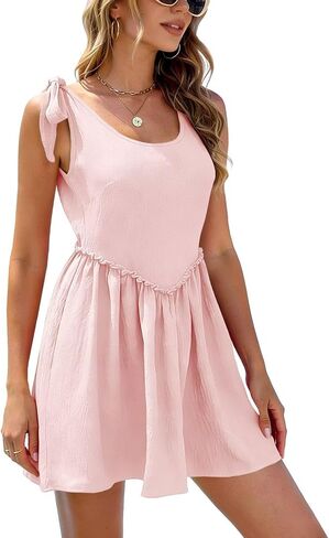 Women's Bathing Suit Cover Up Swim Beach Dresses Bow Sun Summer Dresses with Pockets Swimsuit Coverups in Kuwait