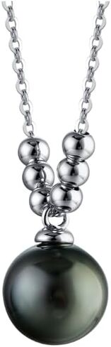 Lunar Belle 925 Sterling Silver Black Pearl Pendant Necklace Jewelry for Women, Birthday Wedding Gift for Her (Heart of the Tide) in Saudi Arabia