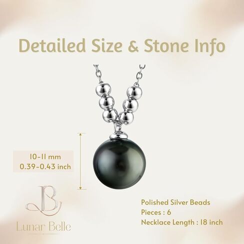 Lunar Belle 925 Sterling Silver Black Pearl Pendant Necklace Jewelry for Women, Birthday Wedding Gift for Her (Heart of the Tide) in Saudi Arabia