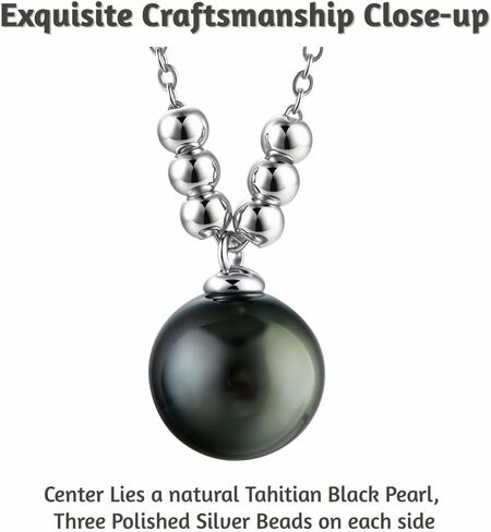 Lunar Belle 925 Sterling Silver Black Pearl Pendant Necklace Jewelry for Women, Birthday Wedding Gift for Her (Heart of the Tide) in Saudi Arabia
