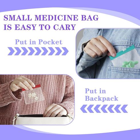 Reusable Pill Pouches with Slide Lock,14 Piece Zippered Pill Bags for Travel Organizer Medicine Qtips and Small Items Translucent Portable Set in 7 Colors in Saudi Arabia
