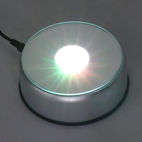 Generic حامل شاشة دوار، أضواء LED دوارة 360 درجة، 80 ثانية لكل لفة، شحن USB، قاعدة عرض LED متعددة الألوان للأكواب والكريستال والمجوهرات والمزهريات in Saudi Arabia