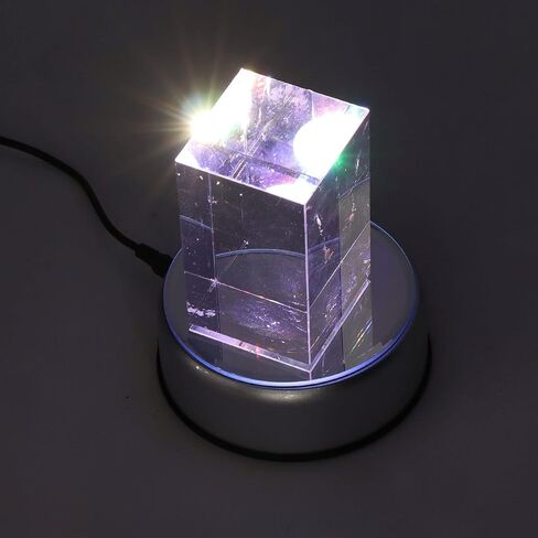 Generic حامل شاشة دوار، أضواء LED دوارة 360 درجة، 80 ثانية لكل لفة، شحن USB، قاعدة عرض LED متعددة الألوان للأكواب والكريستال والمجوهرات والمزهريات in Saudi Arabia