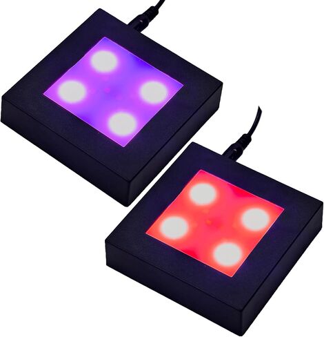 قاعدة LED دوارة مكونة من قطعتين مع كابل USB، قاعدة عرض كريستالية صامتة قابلة للدوران، مناسبة لعرض البلورات والنظارات والمجوهرات والأعمال الفنية والهدايا (أسود، ضوء دافئ) in Kuwait