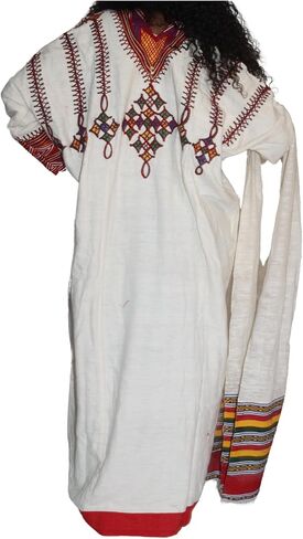 Elegant 2025 Women's Ethiopian Gondar Dress with Premium Mekenet & Netela Accessories in Saudi Arabia