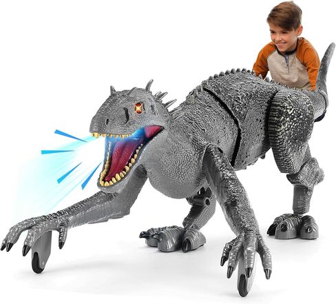 Remote Control Dinosaur, Realistic Dinosaur Toys for Kids 3-5, 2.4GHZ, Walking,Rechargeable, 3D Eyes, 3 Sound Effects, Demo Function, Jurassic Toys for Christmas, Kids 3+ in Kuwait