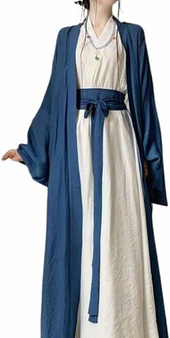حجم كبير 3XL رقيقة القطن والكتان فستان هانفو المرأة الصينية خمر هانفو الأخضر والأزرق تأثيري حلي in Kuwait
