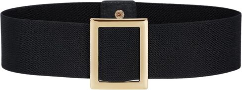 JASGOOD Womens Christmas Wide Black Belt Plus Size Stretch Belt Santa Belt with Gold Square Buckle Cosplay Party in Saudi Arabia