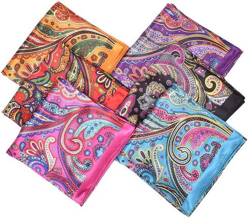 Women's Satin Touch Scarf with Paisley Pattern, Colorfast Digital Print, Boho Chic Hair Bandana & Neck Scarf in Saudi Arabia