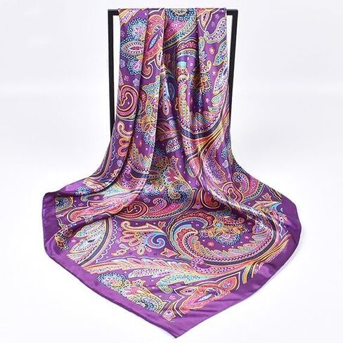 Women's Satin Touch Scarf with Paisley Pattern, Colorfast Digital Print, Boho Chic Hair Bandana & Neck Scarf in Saudi Arabia