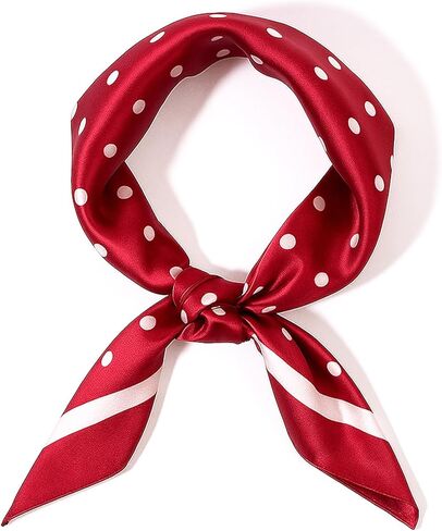 Chiffon Scarf Square Red Neck Scarf Red Polka Dot Bandana Square Handkerchief 1950s Vintage Bow Headband Head Scarves Bandana Headband Satin Scarves for Women and Girls (27.5 × 27.5 in) in Saudi Arabia