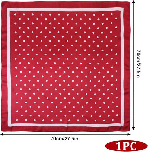 Chiffon Scarf Square Red Neck Scarf Red Polka Dot Bandana Square Handkerchief 1950s Vintage Bow Headband Head Scarves Bandana Headband Satin Scarves for Women and Girls (27.5 × 27.5 in) in Saudi Arabia