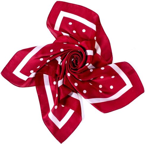 Chiffon Scarf Square Red Neck Scarf Red Polka Dot Bandana Square Handkerchief 1950s Vintage Bow Headband Head Scarves Bandana Headband Satin Scarves for Women and Girls (27.5 × 27.5 in) in Saudi Arabia