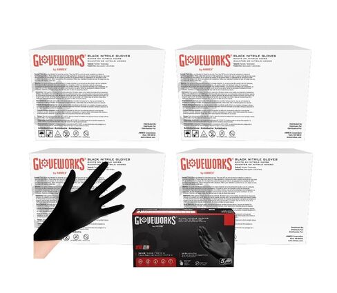 GLOVEWORKS Black Disposable Nitrile Industrial Gloves, 5 Mil, Latex & Powder-Free, Food-Safe, Textured, Large, Case of 1000 in Saudi Arabia