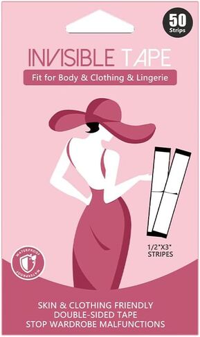 Invisible Lingerie Tape for Dresses 50 Strips,Double-Sided Adhesive,Secure Wardrobe,Stop Wardrobe Malfunction in Saudi Arabia