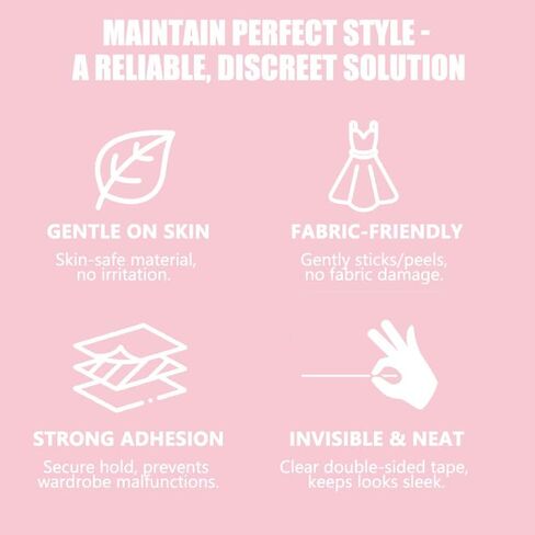 Invisible Lingerie Tape for Dresses 50 Strips,Double-Sided Adhesive,Secure Wardrobe,Stop Wardrobe Malfunction in Saudi Arabia