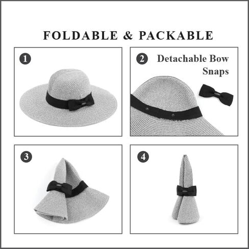 Funky Junque Women's Bachelorette Straw Hat Foldable Adjustable UPF 50 Bride Floppy Tween Sun Hat White in Saudi Arabia