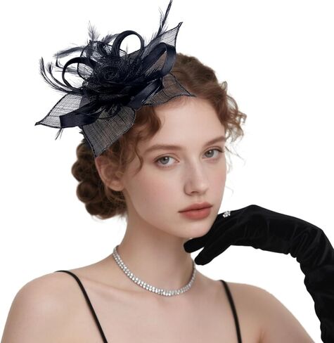 Pretty Jolly Fascinators Hats for Women Tea Party Hat Feather Headwear with Veils for Wedding & Garden Party in Saudi Arabia